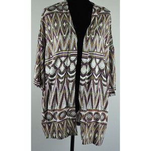 H&M Women’s SZ S Lightweight Kimono Cardigan Knit Cover Up Geometric Design